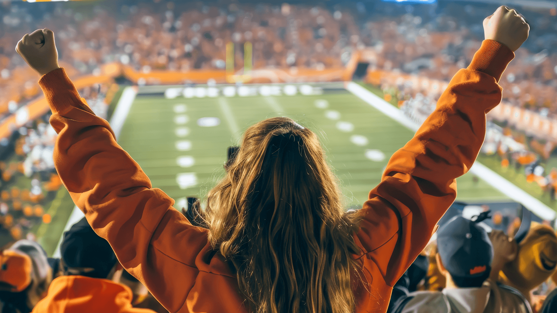 College football stadium with cheering fans